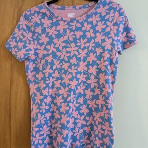 Lands' End Blue and Pink Floral T-Shirt